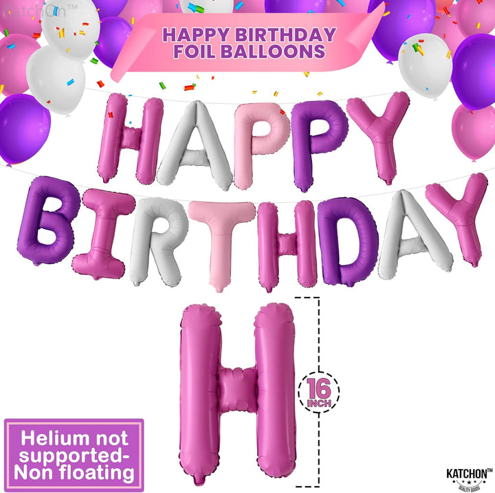 KatchOn, Pink and Purple Happy Birthday Balloon - 16 Inch | Unicorn Happy Birthday Banner Letters for Pink and Purple Party Decorations | Pink And Purple Birthday Decorations, Unicorn Party Decor