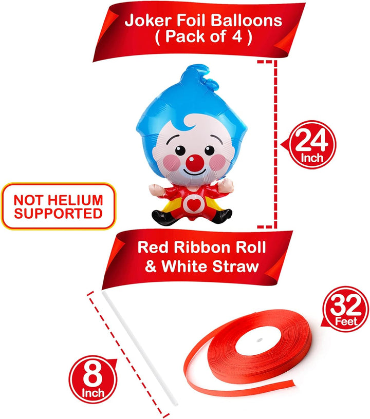KatchOn, Big Plim Plim Balloons - 24 Inch, Pack of 4 | Clown Balloons for Plim Plim Party Decorations | Plim Plim Birthday Party Supplies | Plim Plim Balloon Foil for Circus Theme Party Decorations