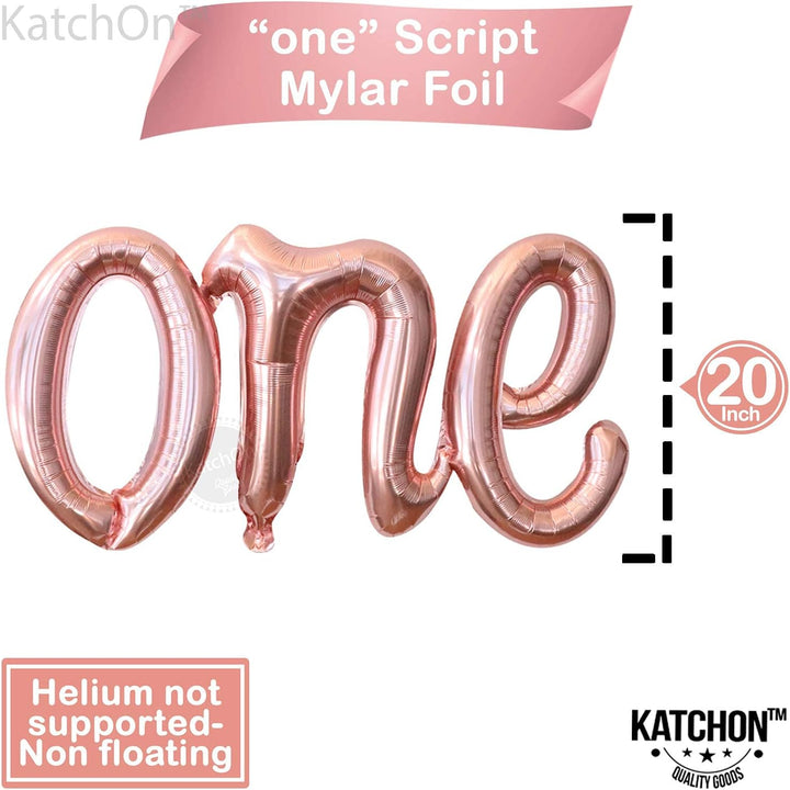 KatchOn, Rose Gold One Balloon for First Birthday - 20 Inch | Script One Rose Gold Balloon for One Sweet Peach Birthday Decorations | Rose Gold Number One Balloon for 1st Birthday Decorations Girl