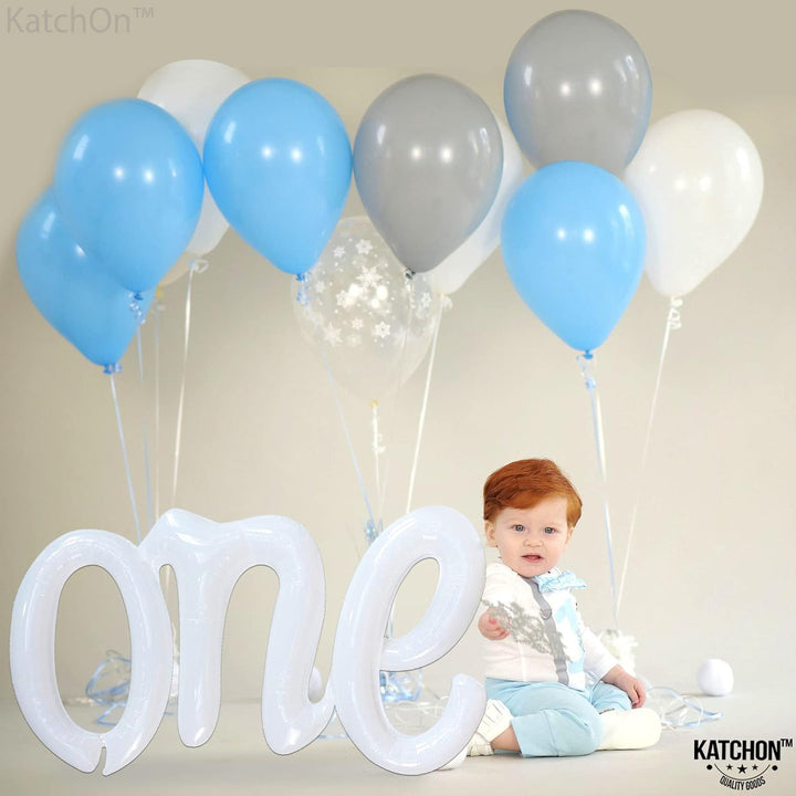 KatchOn, Big White One Letters Balloon - 20 Inch | White One Balloon for First Birthday | White Word One Balloon | Number One Balloon White for One Birthday Decorations | White Script One Balloon
