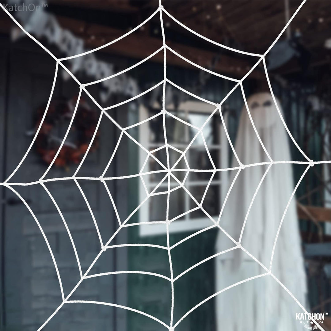 KatchOn, Halloween Spider Web Outdoor - Large, 8 Feet | Spider Web Rope | Round Rope Spider Web Decoration, Spider Webs Halloween Decorations | Halloween Party Decorations, Halloween Yard Decorations