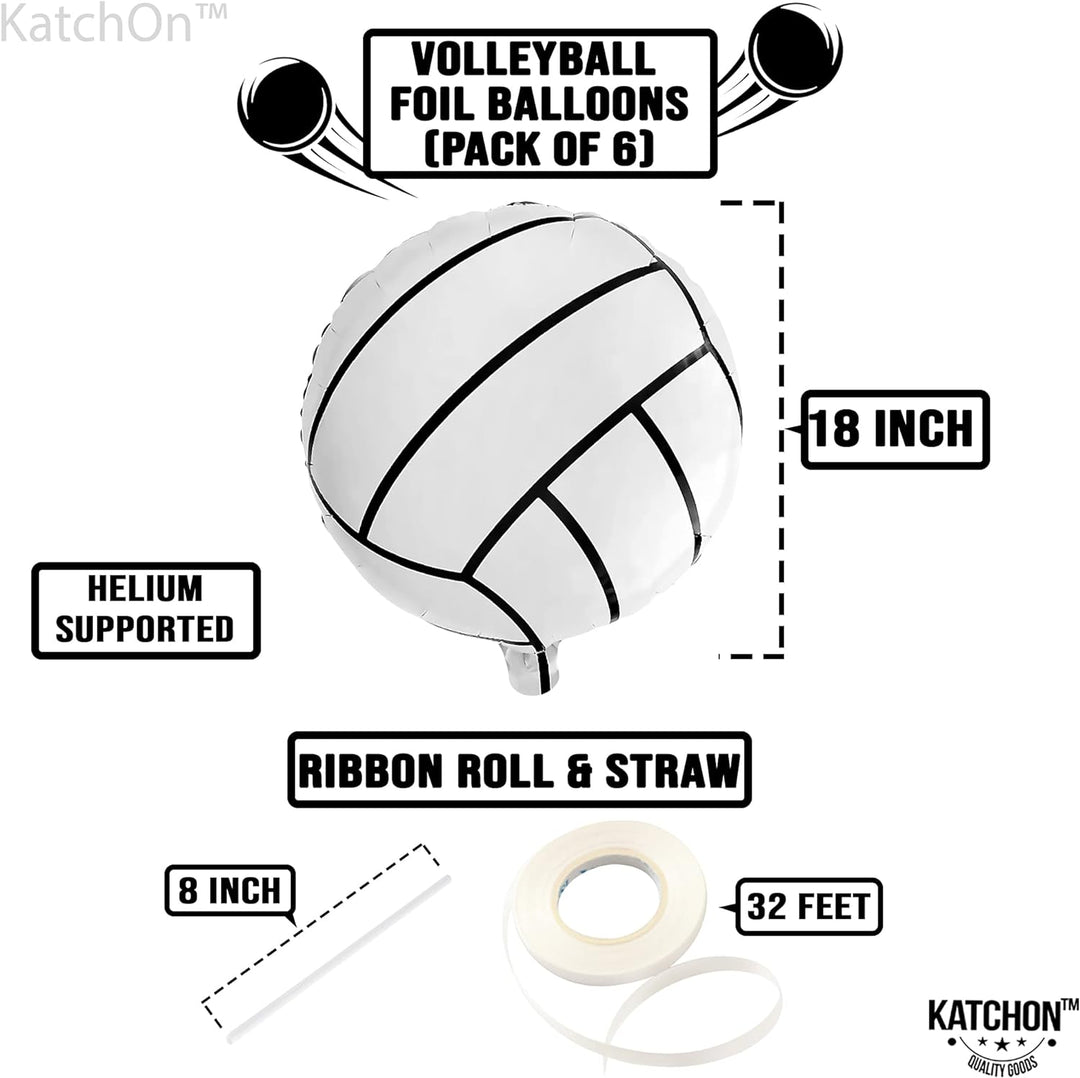 KatchOn, Volleyball Balloons for Volleyball Party Decorations - 18 Inch, Pack of 6 | Volleyball Sports Balloons for Senior Night Decorations | Volleyball Foil Balloons, Volleyball Birthday Decorations