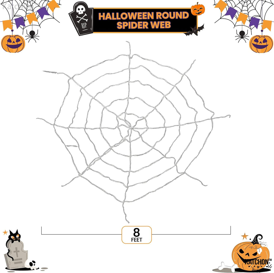 KatchOn, Halloween Spider Web Outdoor - Large, 8 Feet | Spider Web Rope | Round Rope Spider Web Decoration, Spider Webs Halloween Decorations | Halloween Party Decorations, Halloween Yard Decorations