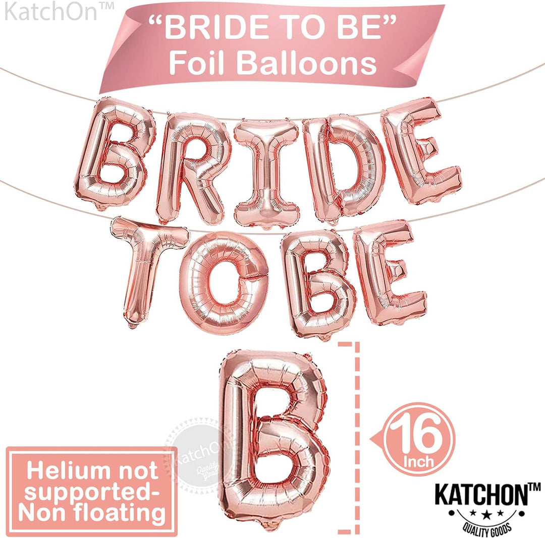 KatchOn, Rose Gold Bride To Be Balloons Set - 16 Inch, Pack of 19 | Bride Balloons, Rose Gold Latex Balloons for Bachelorette Party Decorations, Bridal Shower Decorations | Bride To Be Decorations