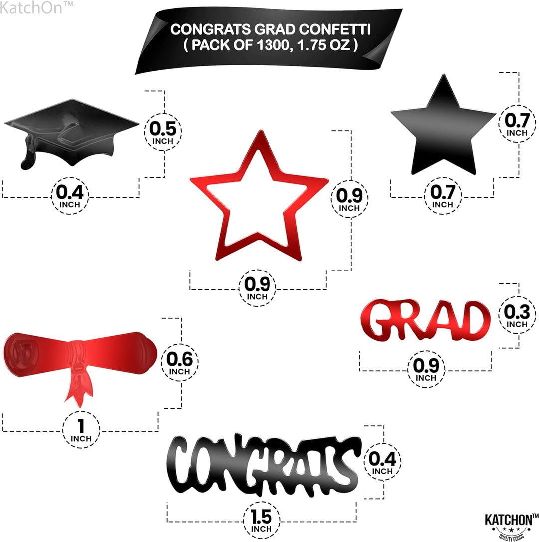 KatchOn, Graduation Confetti 2024 - Pack of 1300 | Grad Confetti 2024, Red and Black Graduation Decorations Class of 2024 | Graduation Centerpieces for Tables 2024 | Graduation Party Decorations 2024