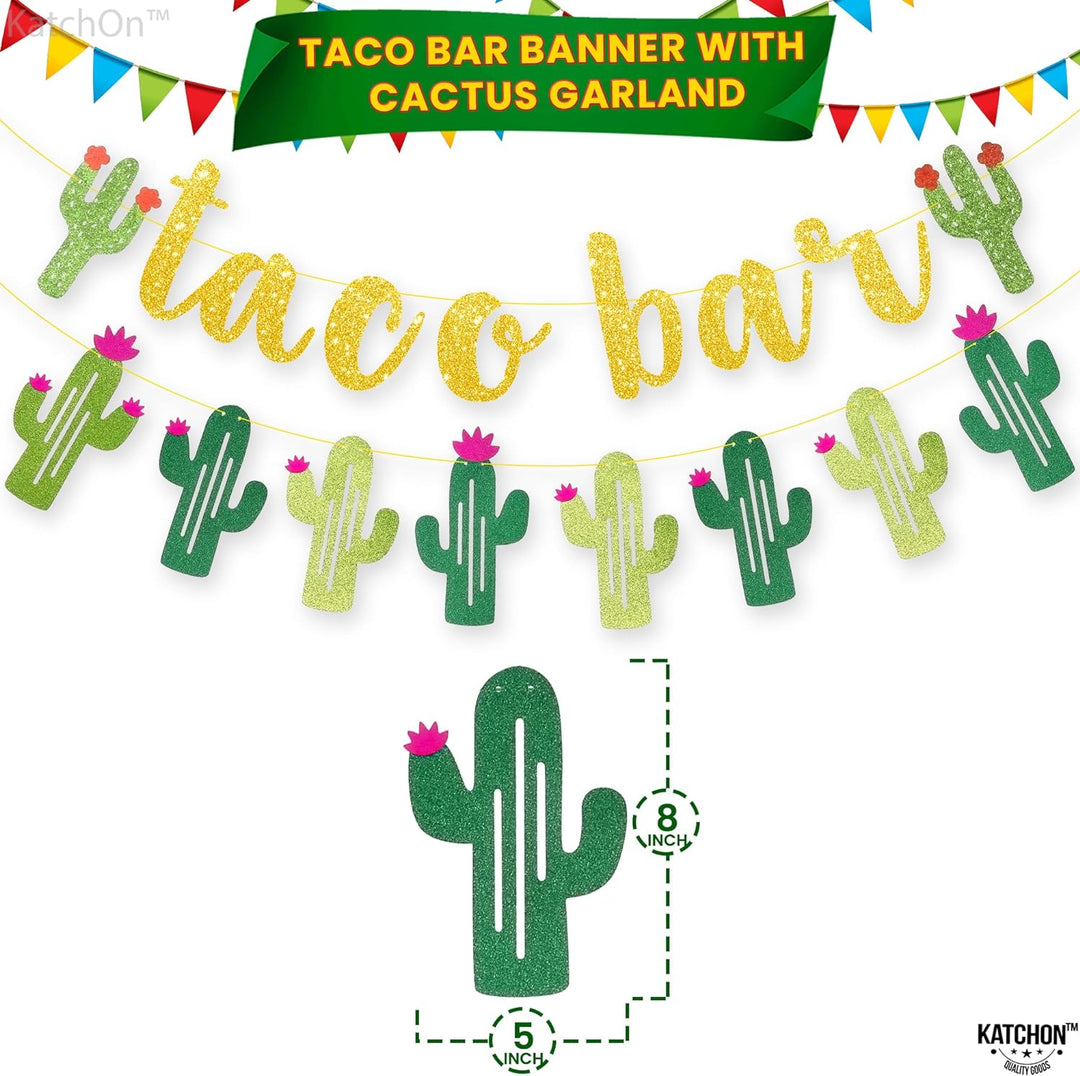 KatchOn, Taco Bar Banner for Cactus Party Decorations - Glitter, No DIY | Taco Party Decorations | Taco Bar Sign for Taco Bar Decorations | Fiesta Party Decorations | Mexican Themed Party Decorations