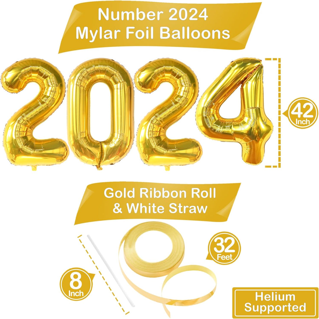 KatchOn, Gold 2024 Balloons Number - Giant, 42 Inch | 2024 Graduation Decorations | Graduation 2024 Balloon for Graduation Decorations Class Of 2024, Graduation Balloons | Graduation Party Decorations