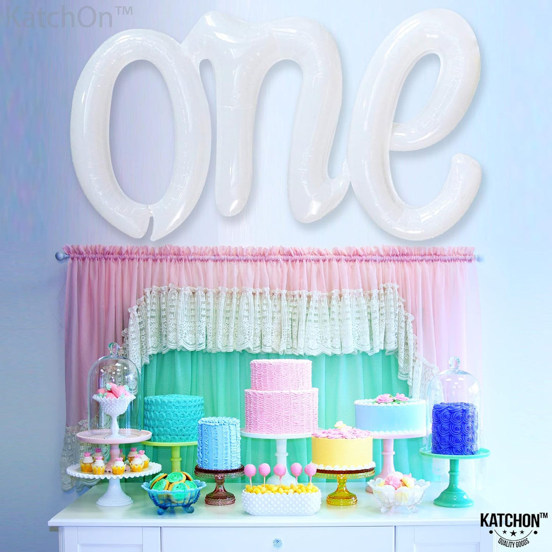 KatchOn, Big White One Letters Balloon - 20 Inch | White One Balloon for First Birthday | White Word One Balloon | Number One Balloon White for One Birthday Decorations | White Script One Balloon