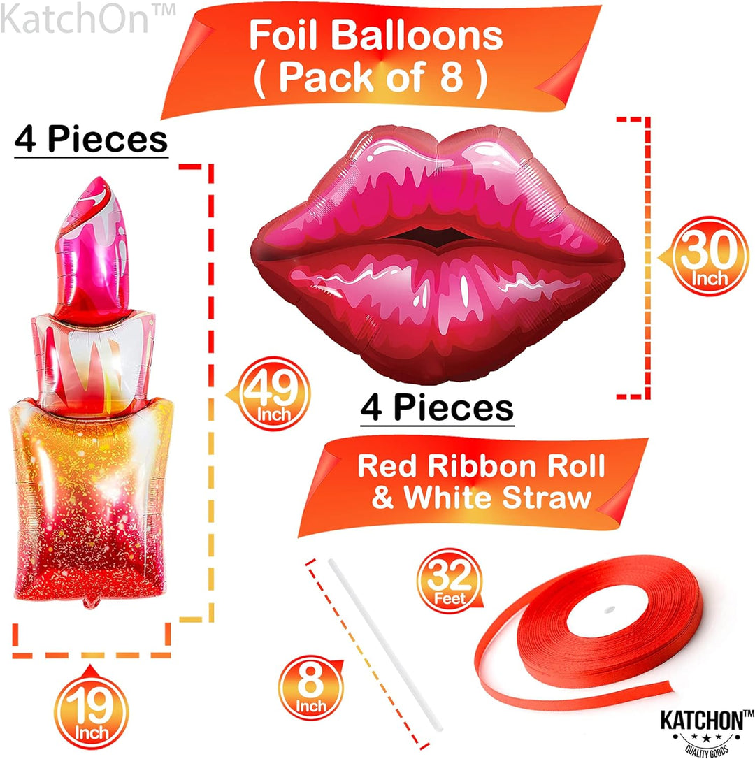 KatchOn, Giant Red Lipstick Balloon Set - 49 Inch, Pack of 8 | Lip balloons, Lipstick Balloons, Galentines Day Balloons Set | Makeup Balloons, Galentines Day Decorations | Spa Party Supplies for Girls