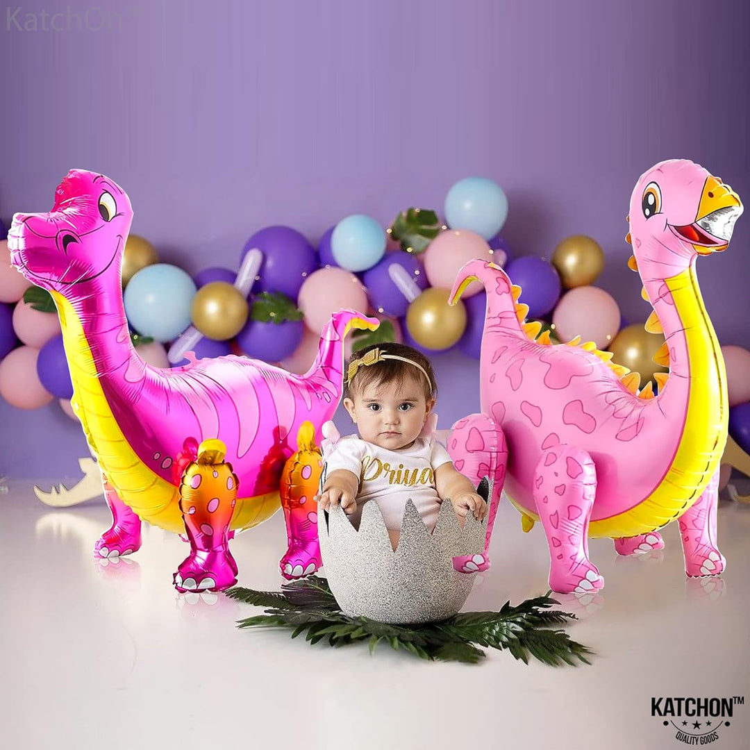 KatchOn, Large Pink Dinosaur Balloon - 35 Inch | Girl Dinosaur Balloons for Birthday Party | Pink Dinosaur Party Supplies for Girl Dinosaur Party Decorations | Pink Dino Balloons for Dinosaur Party