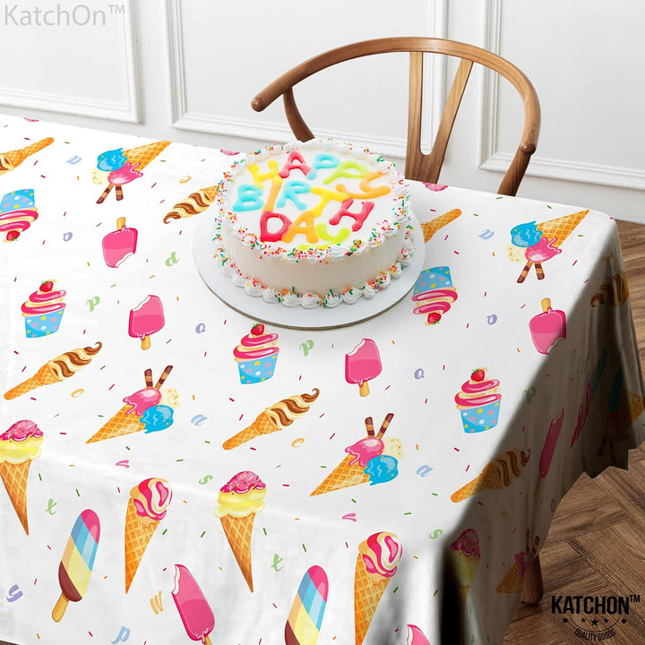 KatchOn, Large Ice Cream Tablecloth - 54x108 Inch, Pack of 2 | Ice Cream Party Tablecloth for Ice Cream Party Decorations | Ice Cream Birthday Party Decorations | Ice Cream Table Cloths for Parties