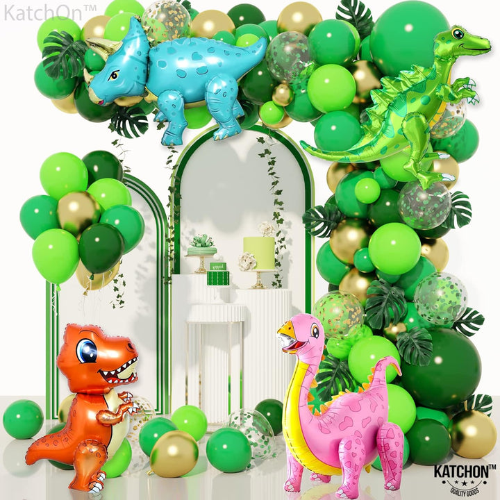 KatchOn, Large Dinosaur Balloons for Birthday Party - Pack of 4, Dinosaur Balloon | Dino Balloons for Dinosaur Party Decorations | Dinosaur Birthday Party Supplies | Girl Dinosaur Party Supplies