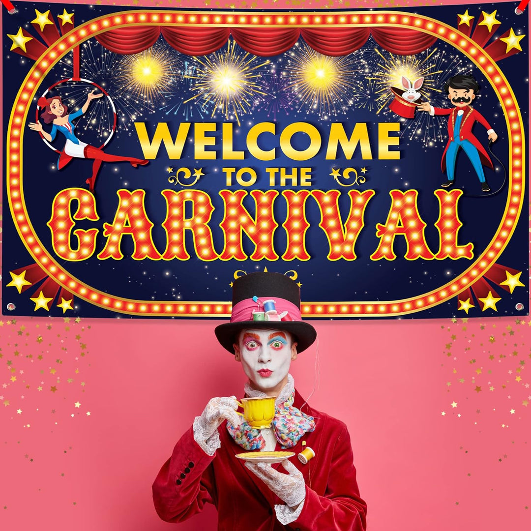 KatchOn, Welcome to The Carnival Banner - XtraLarge, 72x44 Inch, Carnival Decorations | Carnival Backdrop for Birthday Party | Carnival Theme Party Decorations for Event | Carnival Party Decorations