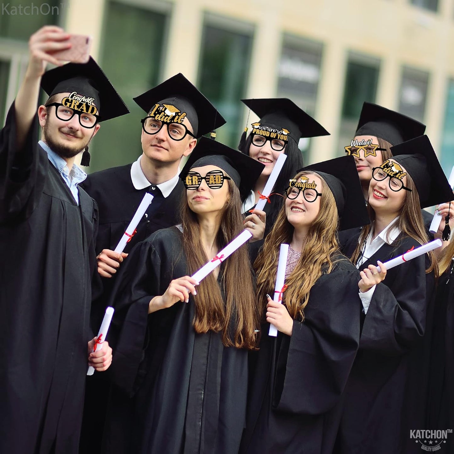 KatchOn, Glitter Graduation Eyeglasses 2024 - Pack of 12 | Graduation Photo Booth Props 2024 for Graduation Decorations Class of 2024 | Graduation Party Favours, 2024 Graduation Party Decorations