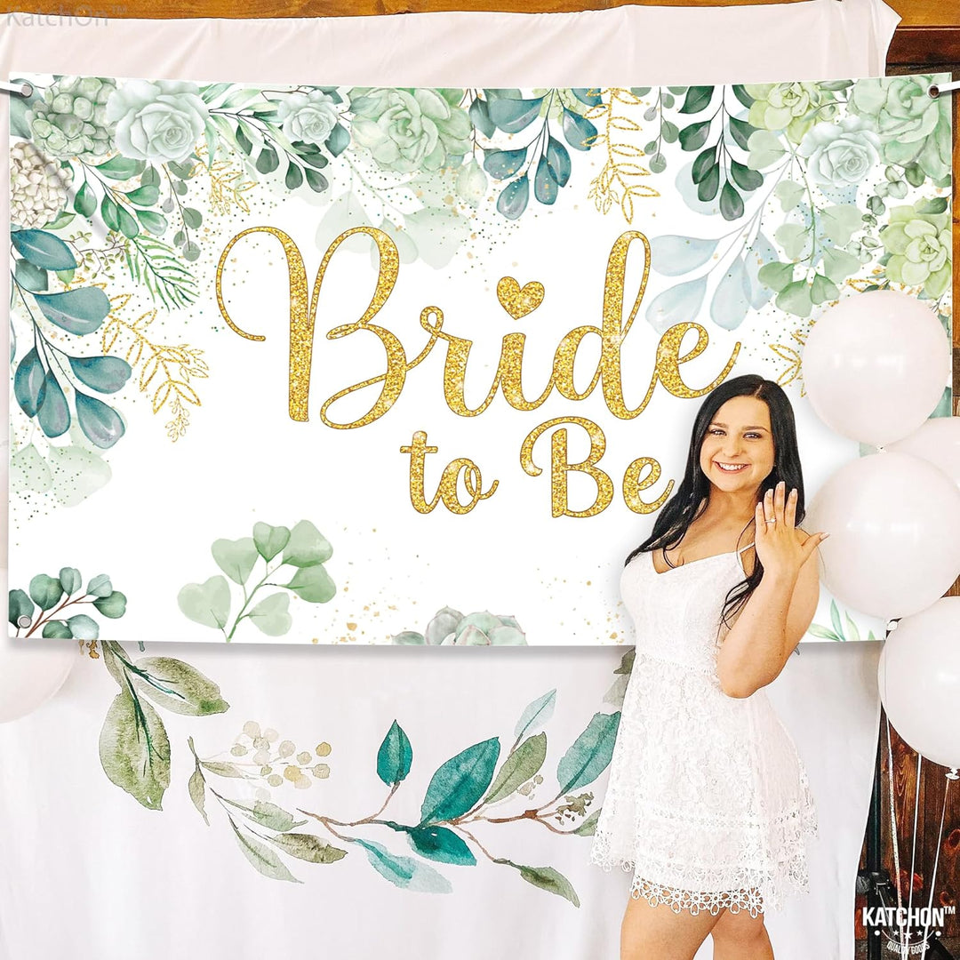 KatchOn, Green Bride to Be Banner - Xtra Large, 72x44 Inch | Sage Green Bride to Be Sign for Bridal Shower Decorations | Bridal Shower Photo Backdrop | Bride to Be Backdrop, Bride to Be Decorations