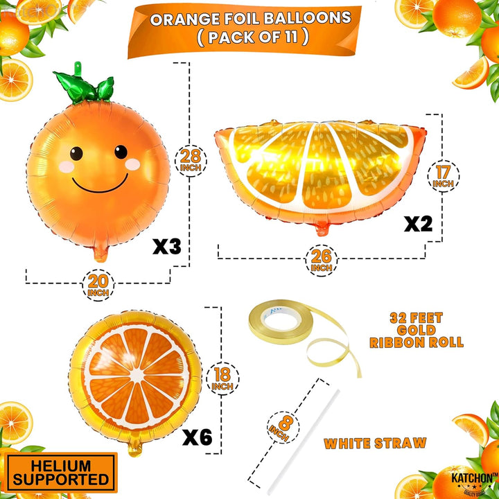 KatchOn, Huge Orange Fruit Balloons - Pack of 11| Orange Slice Balloons | Little Cutie Balloons for Orange Fruit Party Decorations | Orange Mylar Balloons for Little Cutie Baby Shower Decorations