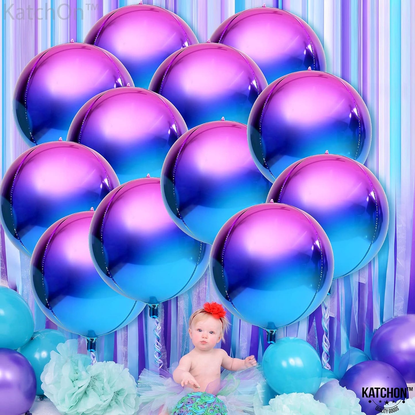 Katchon, Purple Galaxy Balloons - 22 Inch, Pack of 12 | Galaxy Party Metallic Purple Balloons | Iridescent Balloons, Purple Party Decor | Purple and Blue Balloons, Blue and Purple Party Decorations