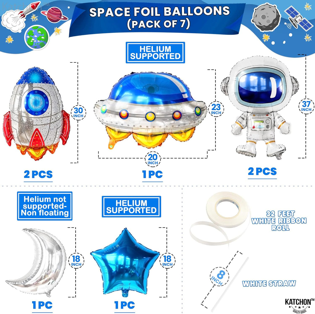 KatchOn, Large Astronaut Space Balloons Set - 37 Inch, Pack of 7 | Space Themed Balloons for Space Themed Party Supplies | Space Birthday Balloons | Astronaut Balloons for Space Birthday Decorations