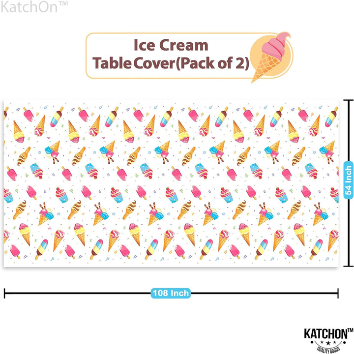 KatchOn, Large Ice Cream Tablecloth - 54x108 Inch, Pack of 2 | Ice Cream Party Tablecloth for Ice Cream Party Decorations | Ice Cream Birthday Party Decorations | Ice Cream Table Cloths for Parties