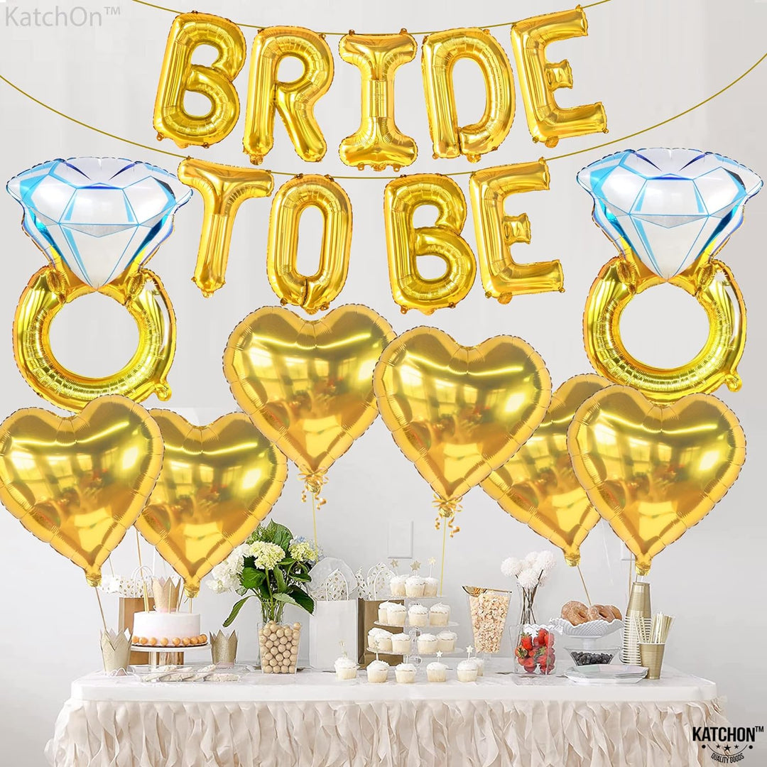 KatchOn, Gold Bride To Be Balloons Set - Pack of 17 | Bride Balloons Gold Decorations | Gold Bride Balloons for Bridal Shower Decorations | Bachelorette Party Decorations | Bride To Be Gold Balloons
