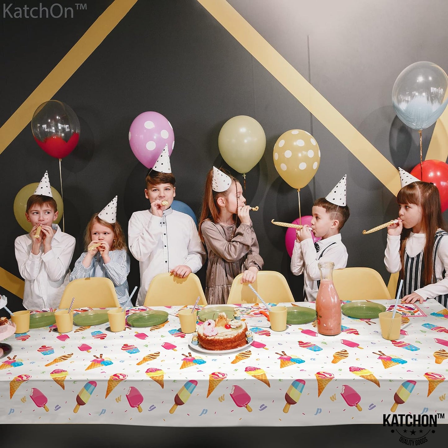 KatchOn, Large Ice Cream Tablecloth - 54x108 Inch, Pack of 2 | Ice Cream Party Tablecloth for Ice Cream Party Decorations | Ice Cream Birthday Party Decorations | Ice Cream Table Cloths for Parties