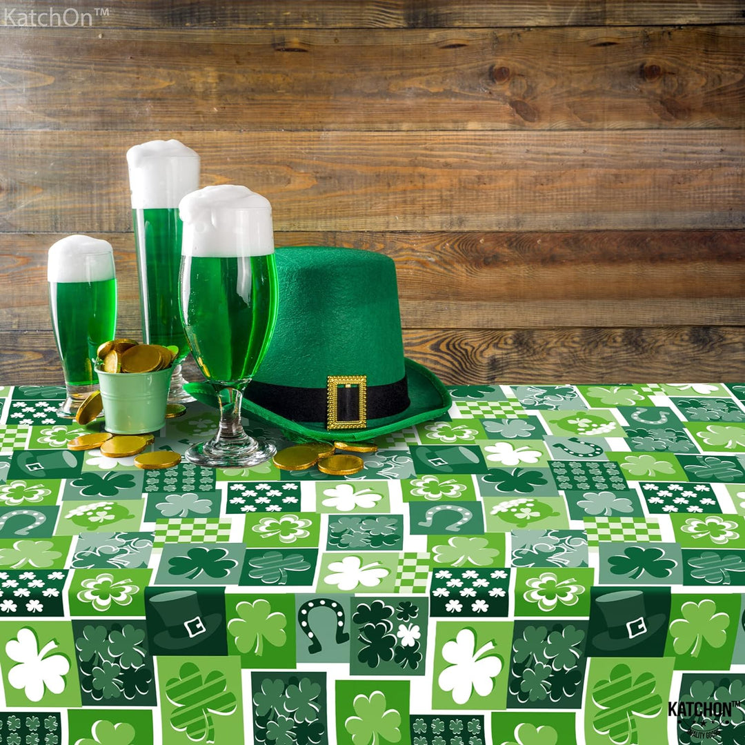 KatchOn, XtraLarge St Patricks Day Tablecloth - 54 x 108 Inch, Pack of 2 | St Patricks Day Table Cloth for St Patricks Day Table Decorations | Shamrock Tablecloth | Saint Patricks Day Decorations