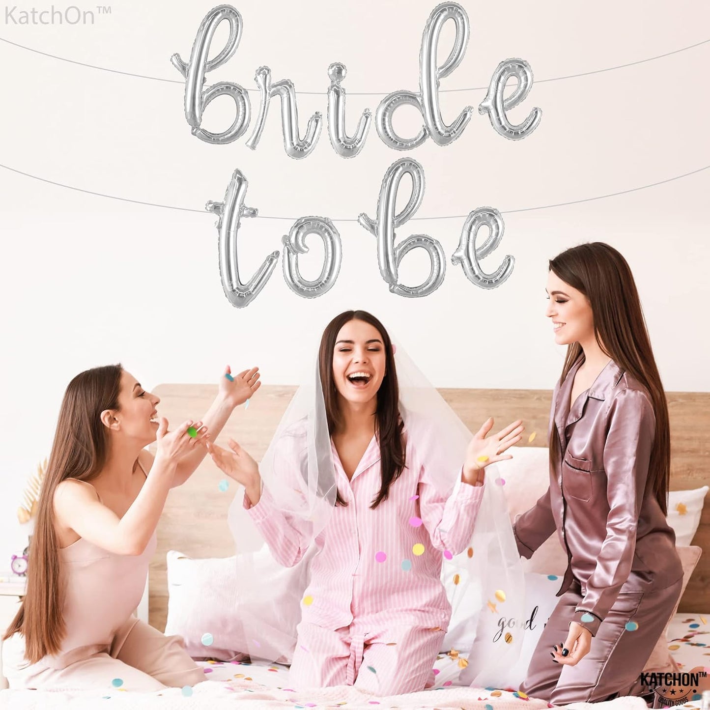 KatchOn, Silver Bride To Be Balloons Script - 16 Inch | Bride To Be Balloon for Bridal Shower Decorations | Cursive Bride To Be Foil balloons | Silver Bride Balloons Bachelorette Party Decorations