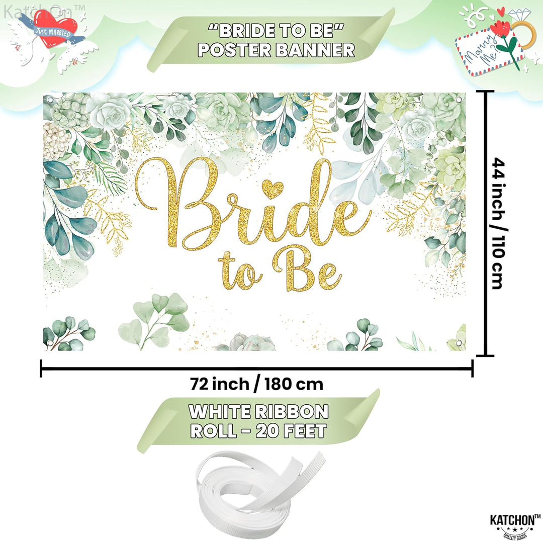 KatchOn, Green Bride to Be Banner - Xtra Large, 72x44 Inch | Sage Green Bride to Be Sign for Bridal Shower Decorations | Bridal Shower Photo Backdrop | Bride to Be Backdrop, Bride to Be Decorations