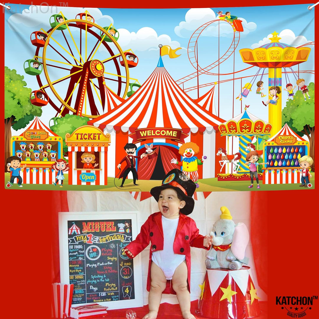 KatchOn, XtraLarge, Carnival Backdrop for Carnival Decorations - 72x44 Inch | Carnival Theme Party Decorations | Carnival Games Banner for Circus Theme Party Decorations | Circus Party Decorations