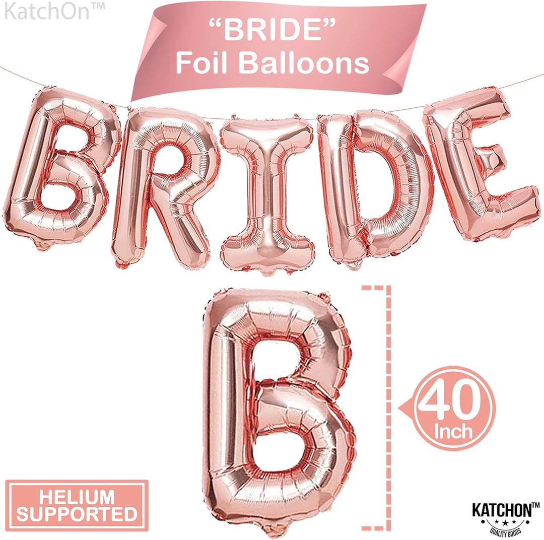 KatchOn, Giant Rose Gold Bride Balloons - 40 Inch | Bride Rose Gold Balloons for Bachelorette Party Decorations | Bridal Shower Balloons, Bridal Shower Decorations | Rose Gold Bachelorette Balloons