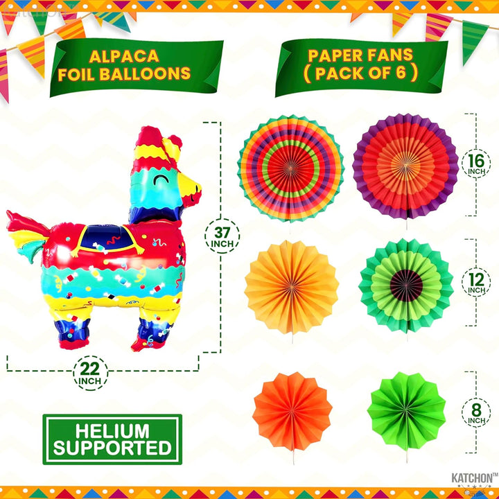 KatchOn, Taco Bout A Party Decorations - Big Set of 28 | Felt Mexican Banner for Fiesta Party Decorations | Taco Balloons, Fiesta Balloons for Taco Party Decorations | Cactus Balloons, Llama Balloons