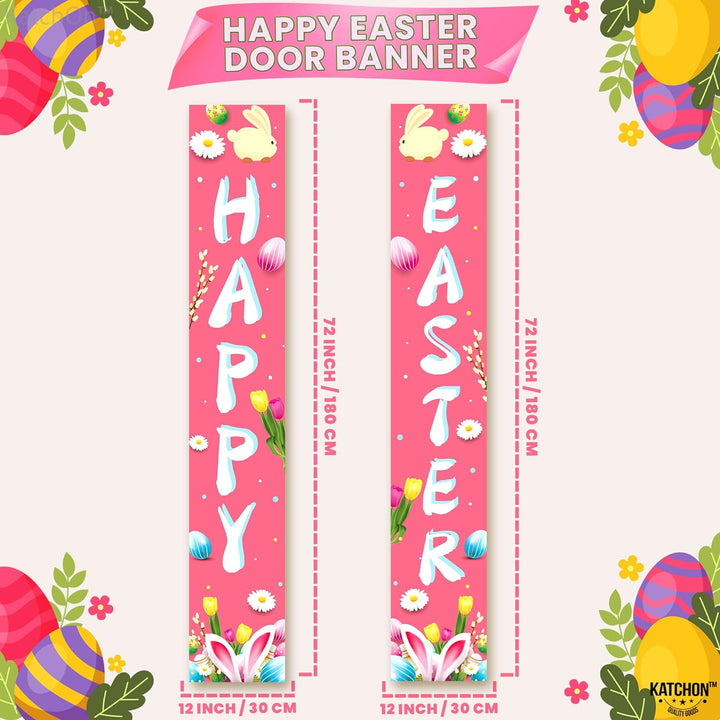 KatchOn, XtraLarge Happy Easter Banner for Door - 72x12 Inch | Easter Banners for Outside | Happy Easter Sign for Easter Decorations for The Home | Easter Door Banner for Easter Party Decorations