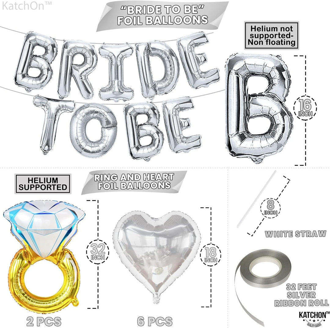 KatchOn, Huge Silver Bride To Be Balloons Set - Pack of 17 | Diamond Ring Balloon, Silver Bachelorette Party Decorations | Bride Balloons Bachelorette | Bachelorette Balloons, Bride To Be Decorations