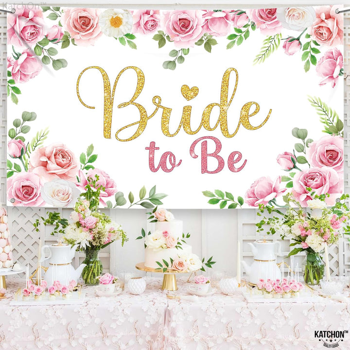 KatchOn, Pink Bride to Be Banner - XtraLarge 72x44 Inch | Bridal Shower Backdrop for Bride to Be Decorations | Bride to Be Wall Decorations | Bridal Shower Banner for Pink Bridal Shower Decorations