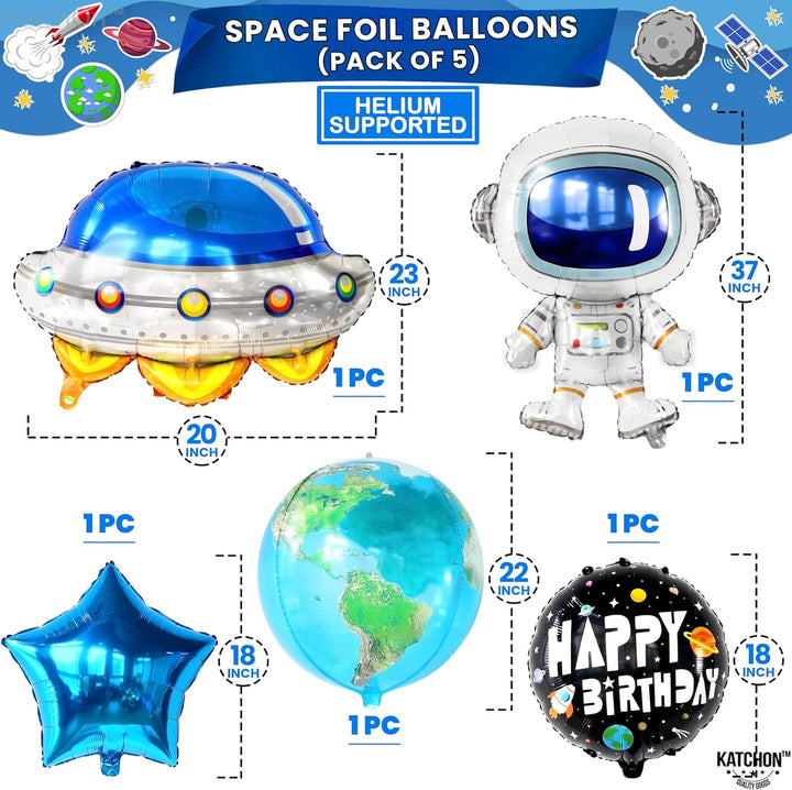 KatchOn, Giant Space Balloons First Birthday Set - 40 Inch, Pack of 8 | First Trip Around The Sun Balloons | Number 1 Balloon, Space Birthday Balloons for 1st Trip Around The Sun Birthday Decorations