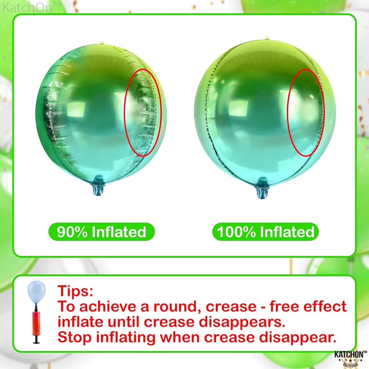 KatchOn, Big Gradient Green Foil Balloons - 22 Inch, Pack of 6 | 4D Green Mylar Balloons | Gradient Blue and Green Balloons | Christmas Balloons, Green Christmas Decorations | Green Party Decorations
