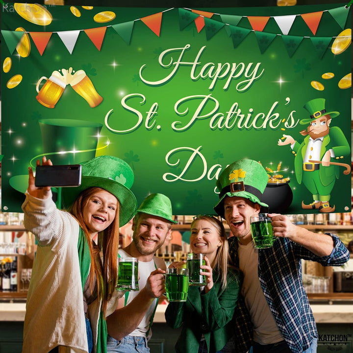 KatchOn, Happy St Patricks Day Banner - XtraLarge, 72x44 Inch, St Patricks Day Backdrops for Photography | St Patricks Day Decorations | Leprechaun Banner for Party | Saint Patricks Day Decorations