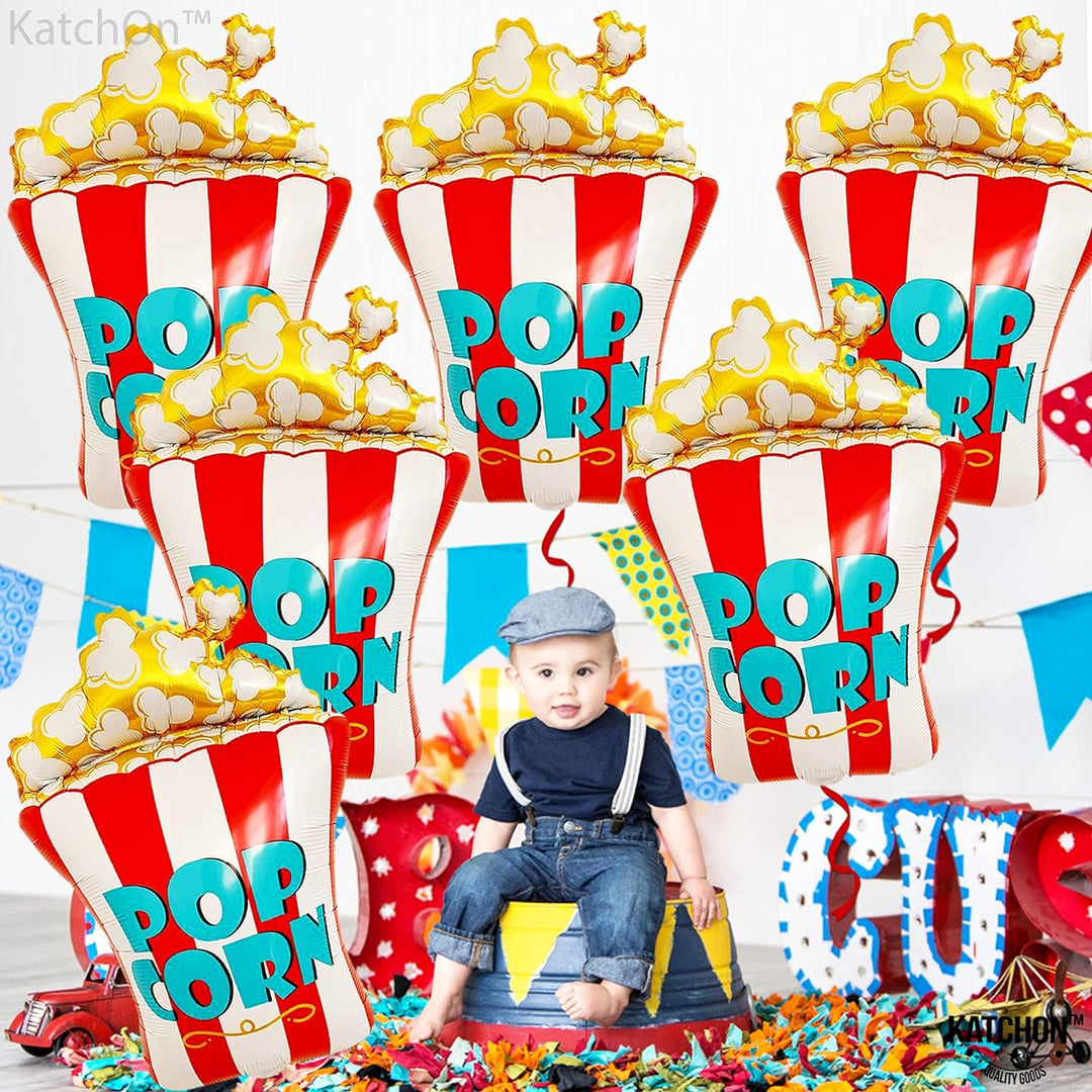KatchOn, Giant Popcorn Balloons Set - 30 Inch, Pack of 6 | Popcorn Decorations, Movie Night Decorations | Carnival Balloons for Popcorn Party Decorations | Movie Balloons, Movie Party Decorations