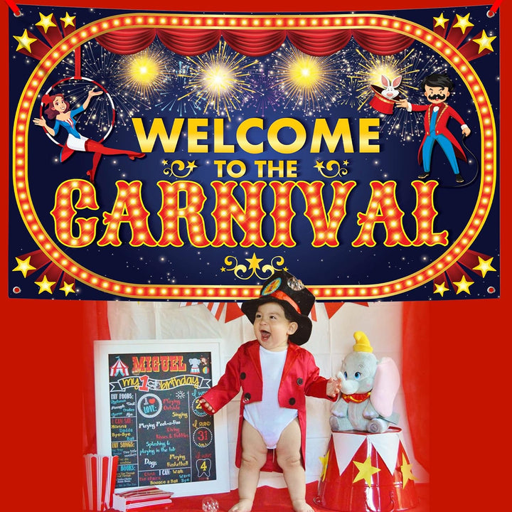 KatchOn, Welcome to The Carnival Banner - XtraLarge, 72x44 Inch, Carnival Decorations | Carnival Backdrop for Birthday Party | Carnival Theme Party Decorations for Event | Carnival Party Decorations