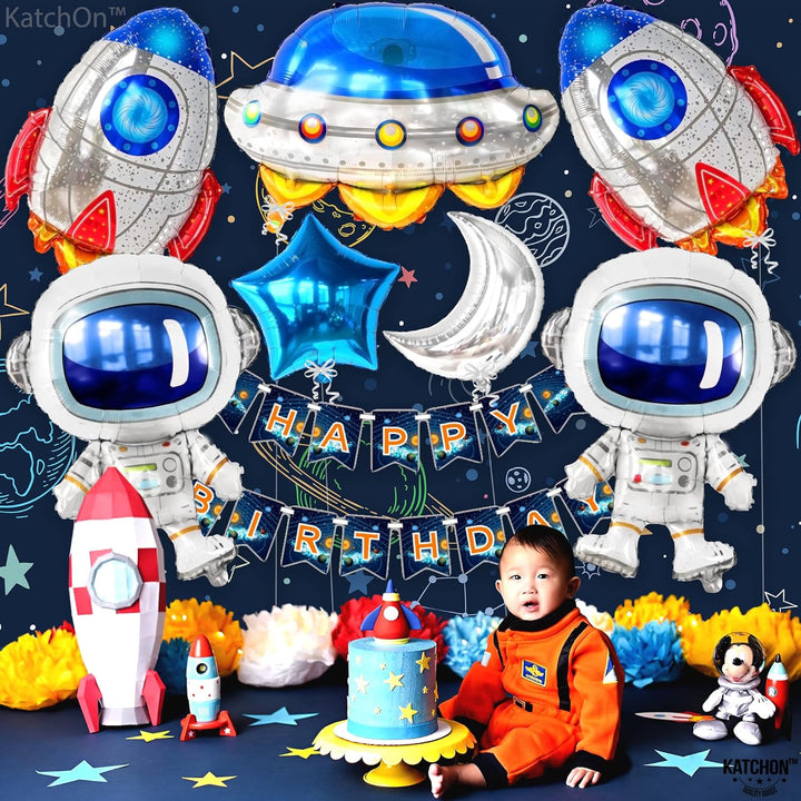 KatchOn, Large Astronaut Space Balloons Set - 37 Inch, Pack of 7 | Space Themed Balloons for Space Themed Party Supplies | Space Birthday Balloons | Astronaut Balloons for Space Birthday Decorations