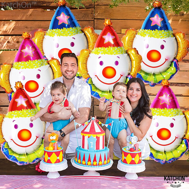 KatchOn, Large Clown Balloons Set - 32 Inch, Pack of 6 | Carnival Balloons for Clown Decorations | Clown Head Balloons for Circus Theme Party Decorations | Circus Balloons, Clown Party Decorations