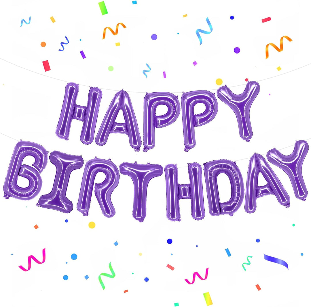 KatchOn, Purple Happy Birthday Balloons - Big, 16 Inch | Purple Happy Birthday Banner, Happy Birthday Balloon Purple | Purple Birthday Banner, Happy Birthday Sign Purple for Purple Birthday Decor