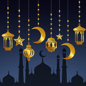 KatchOn, Hanging Ramadan Decorations for Home - Pack of 8 | Ramadan Moon Decor for Ramadan Hanging Decorations | Lantern Moon and Stars Decorations, Eid Mubarak Decoration | Eid Decorations for Home