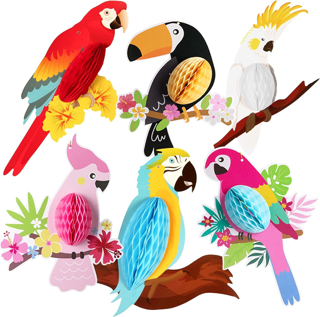 KatchOn, Big Tropical Birds Honeycomb Cutouts - Pack of 6, | Tropical Party Decorations, Hawaiian Party Decorations | Jungle Birds, Luau Party Decorations | Tropical Birds for Rainforest Decorations