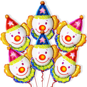 KatchOn, Large Clown Balloons Set - 32 Inch, Pack of 6 | Carnival Balloons for Clown Decorations | Clown Head Balloons for Circus Theme Party Decorations | Circus Balloons, Clown Party Decorations
