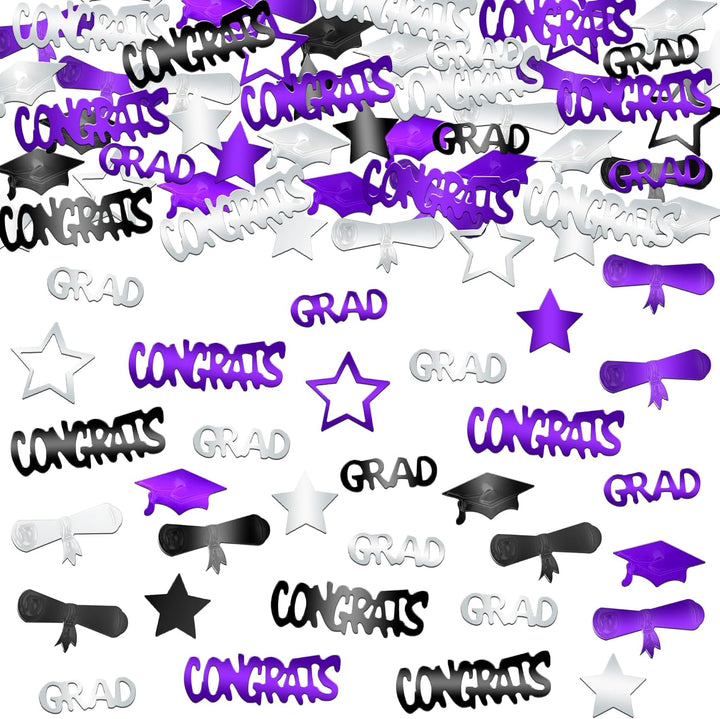 KatchOn, Purple Graduation Confetti 2024 - Pack of 1000 | Purple Silver Graduation Decorations Class Of 2024 Confetti | Graduation Centerpieces for Tables 2024 | Graduation Party Decorations 2024