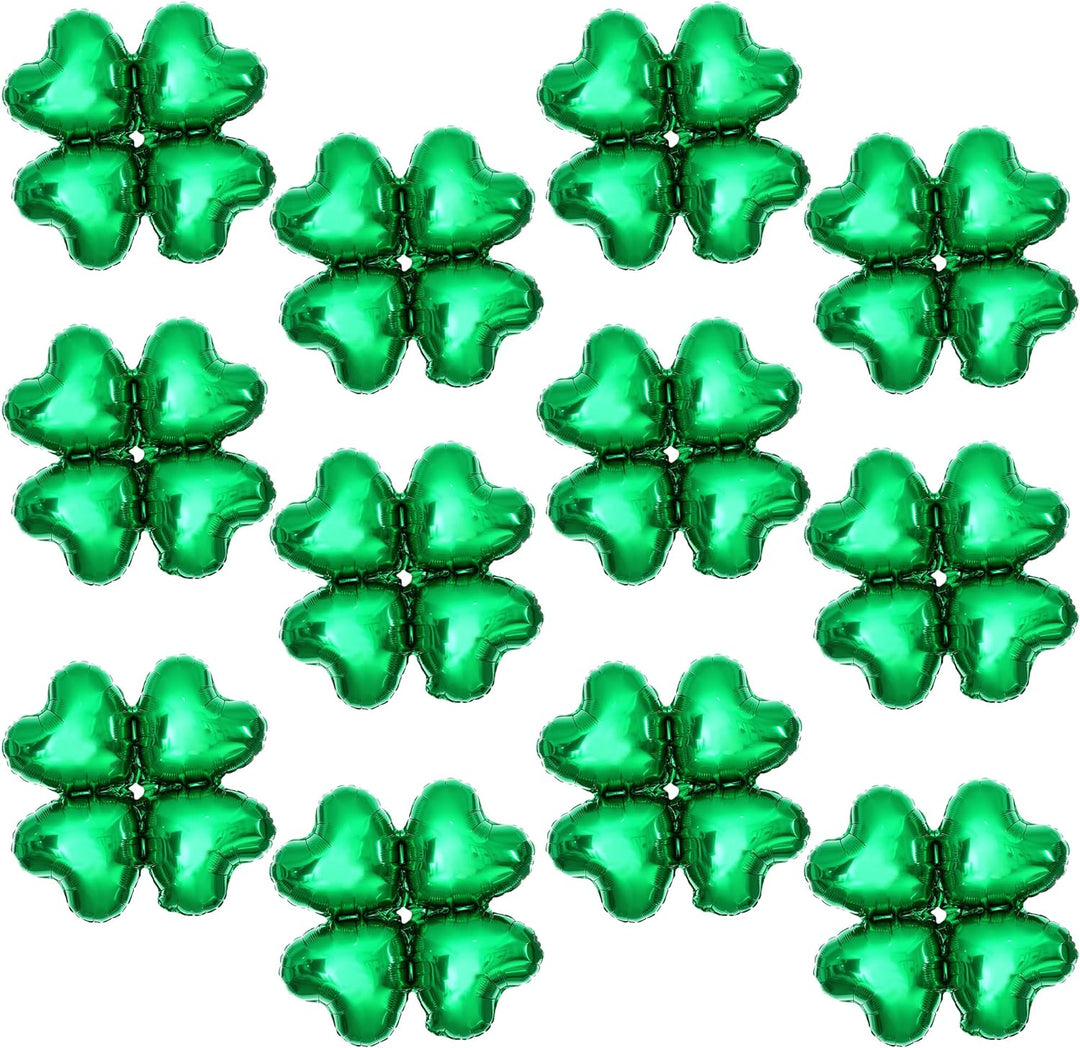 KatchOn, Pack of 12, St Patricks Day Balloons - 18 Inch, Shamrock Balloons | 4 leaf Clover Balloons for St Patricks Day Decorations | Lucky Balloons for Shamrock Decorations | St Patricks Balloons
