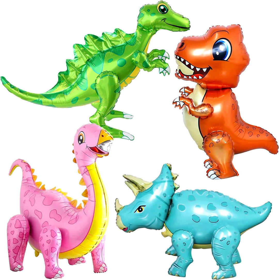 KatchOn, Large Dinosaur Balloons for Birthday Party - Pack of 4, Dinosaur Balloon | Dino Balloons for Dinosaur Party Decorations | Dinosaur Birthday Party Supplies | Girl Dinosaur Party Supplies