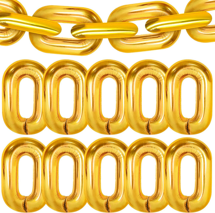 KatchOn, Big Gold Chain Balloons Garland - 16 Inch, Pack of 30 | Chain Balloons Gold for 90s Party Decorations | Hip Hop Party Decorations | Gold Chain Link Balloons for Buchona Party Decorations