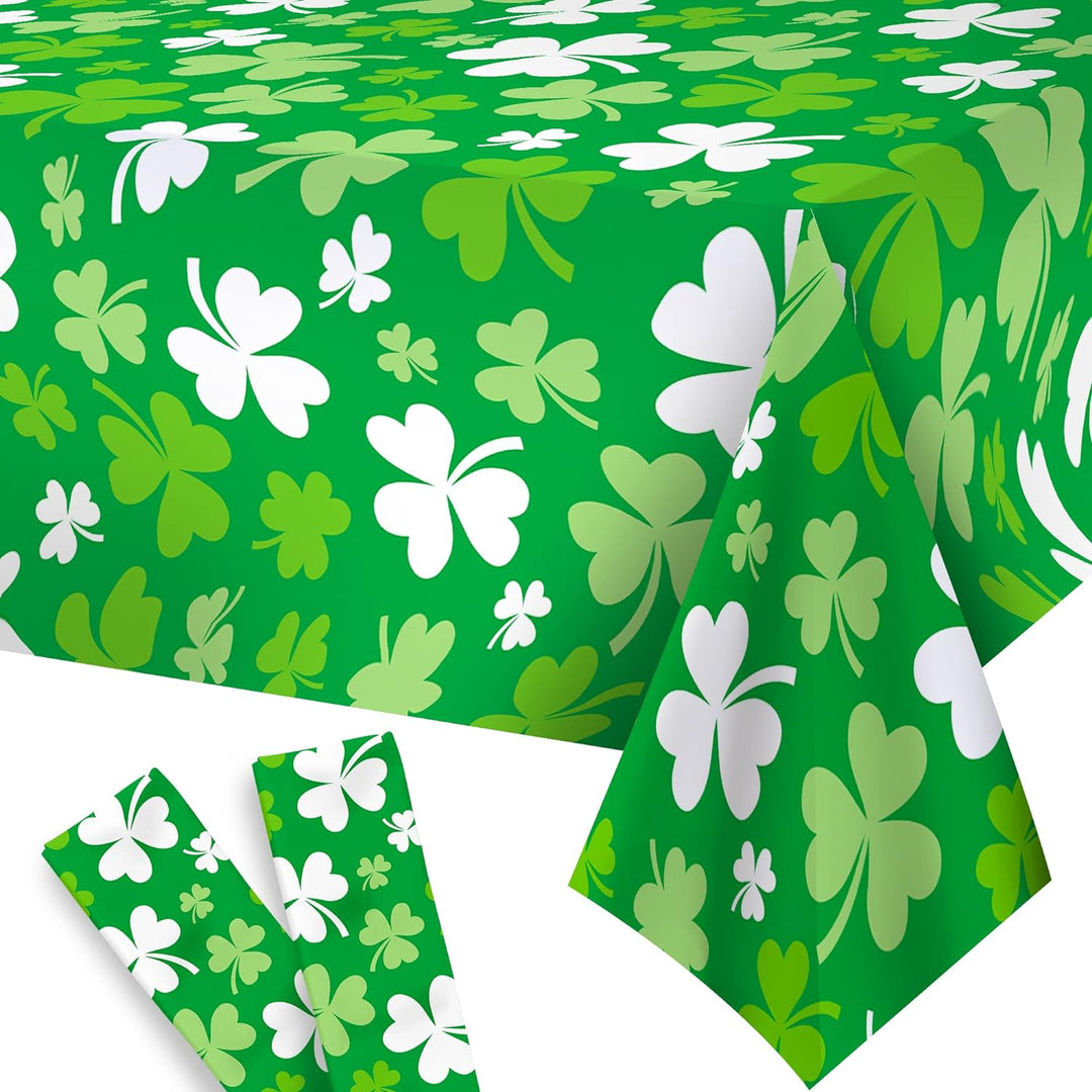 KatchOn, Pack of 2 St Patricks Day Tablecloth - 54x108 Inch | Disposable Shamrock Tablecloth for Shamrock Decorations | St Patricks Day Decorations Plastic Table Cloth | St Patricks Day Table Cloth